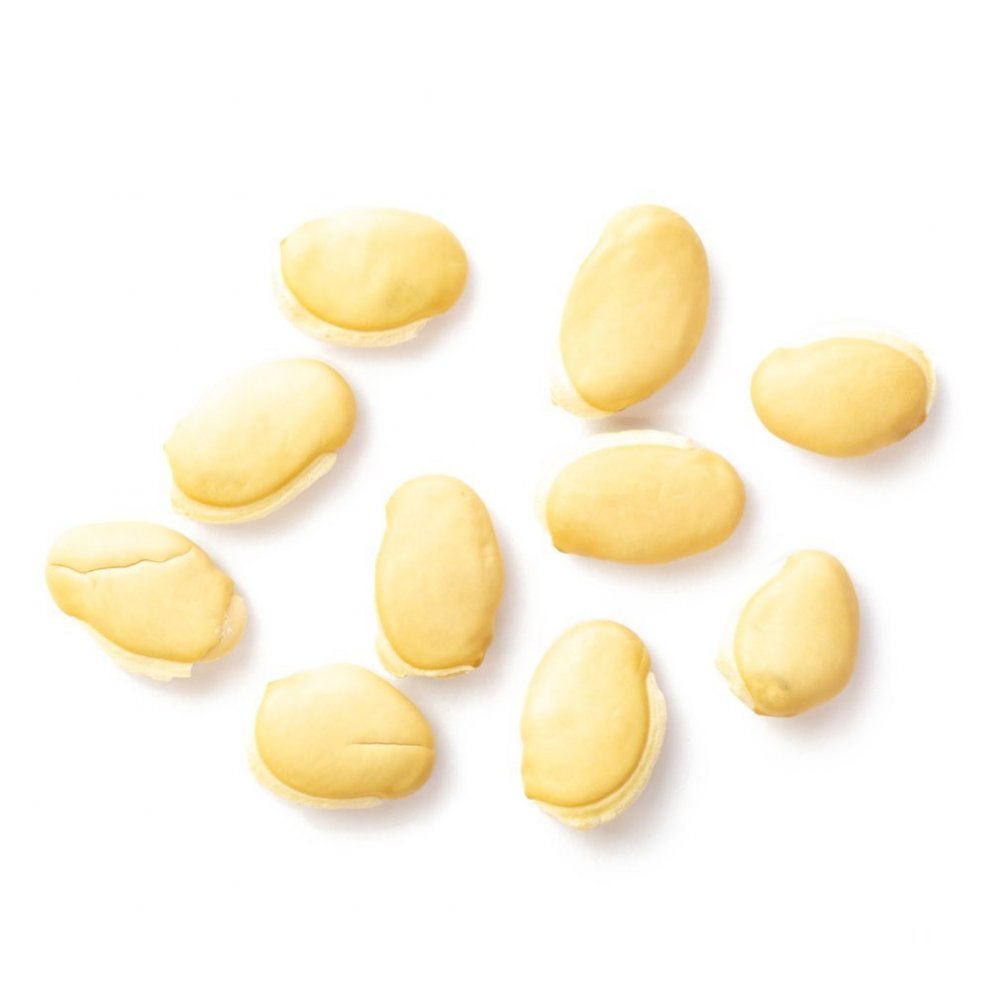 Helmbohne – Detailaufnahme der gelben Bohnen mit glatter Oberfläche.