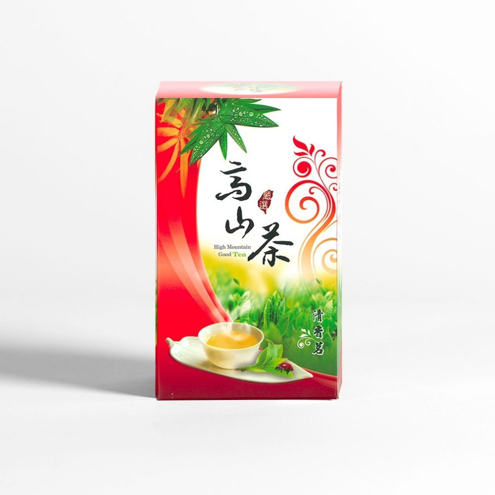 Packung Cui Yu Oolong-Tee, loser Blatttee aus Taiwan, bekannt für seinen blumig-aromatischen Geschmack, auf weißem Hintergrund.