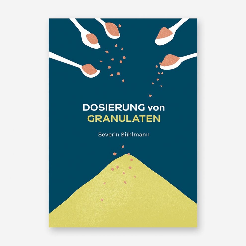 Hardcover-Ausgabe von Dosierung von Granulaten, aufrecht stehend, zeigt den Titel und das Design in einer Seitenperspektive.