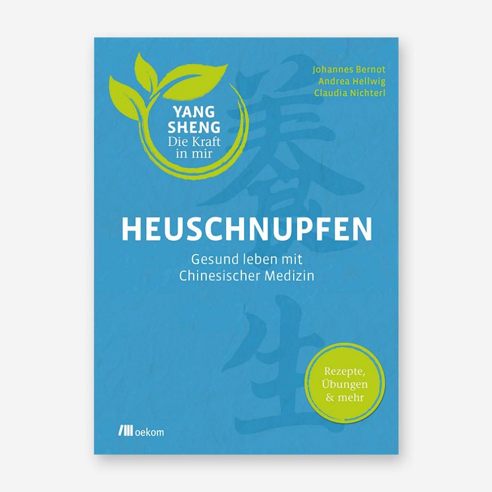 Buchcover von Heuschnupfen – Gesund leben mit Chinesischer Medizin mit blauer Gestaltung.